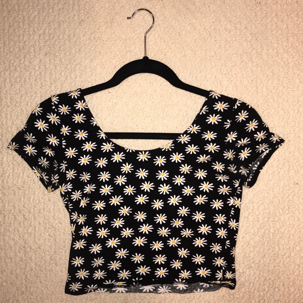 floral scoop neck cropped top